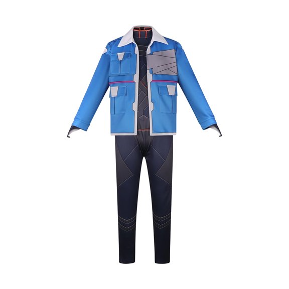 Blue Sci-Fi Jacket and Bodysuit, Futuristic Two Piece Set, Edgerunners Anime Character, Sci-Fi Bodysuit with Jacket Men, for Boyfriend Gift, Netrunner Outfit