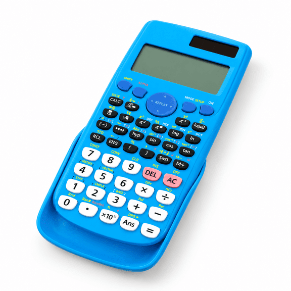 Blue Scientific Calculator with 417 Functions, Solar and Power