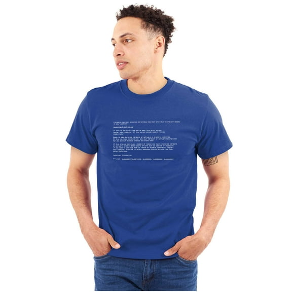 Blue Screen of Death Virus Techie Plus Size Crewneck Graphic Tee Shirt Brisco Brands 2X