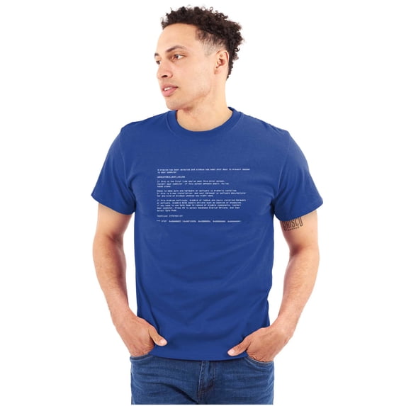 Blue Screen of Death Virus Techie Plus Size Crewneck Graphic Tee Shirt Brisco Brands 5X