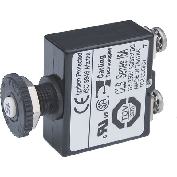 Blue Sea - 2133B-BSS Circuit Breaker Push Button 15A ST (1EA)