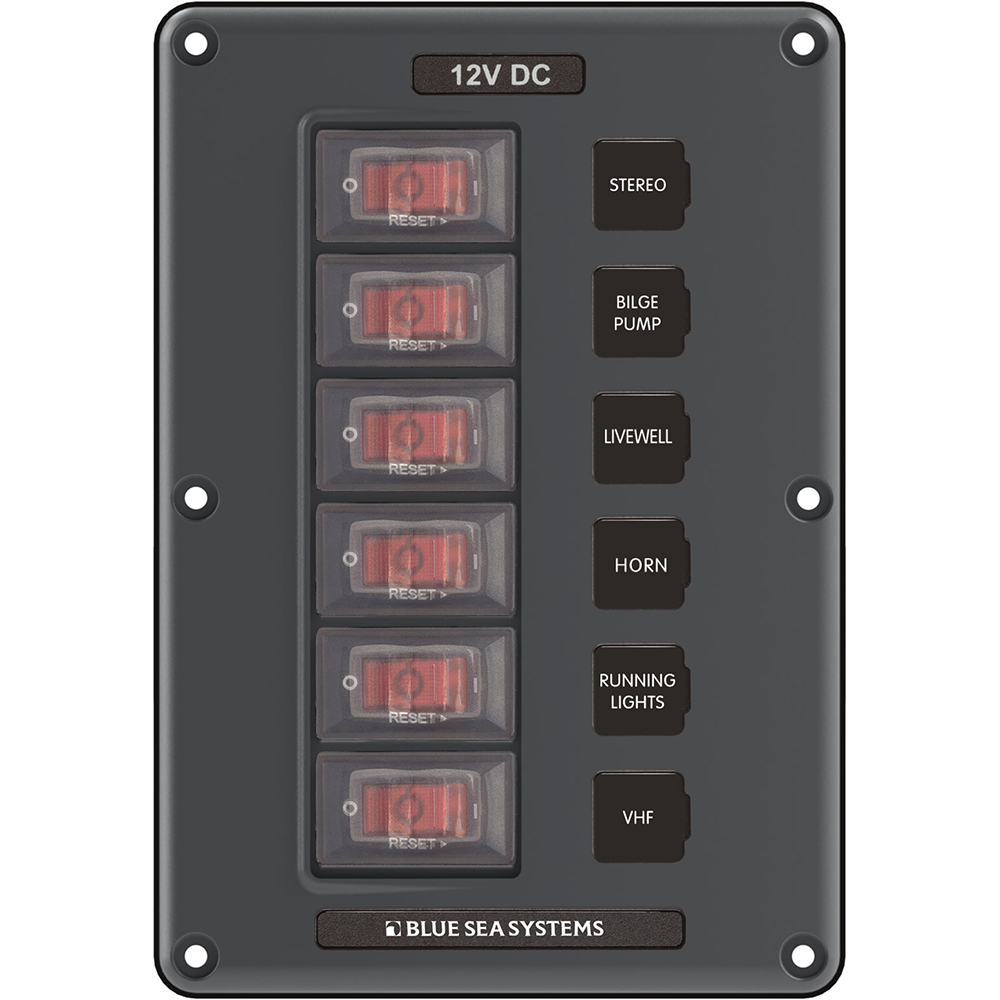 Blue Sea 4322 Circuit Breaker Switch Panel 6 Position - Gray | Bundle of 5