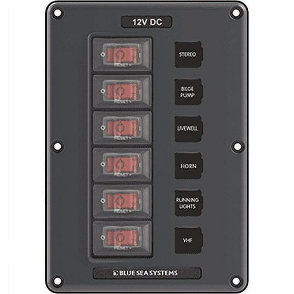 Blue Sea 4322 Circuit Breaker Switch Panel 6 Position - Gray