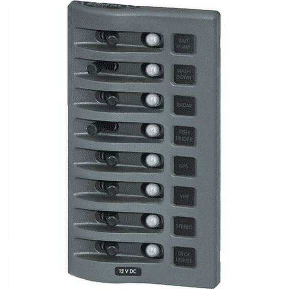 Blue Sea 4378 WeatherDeck Water Resistant Circuit Breaker Panel - 8 Position - Grey