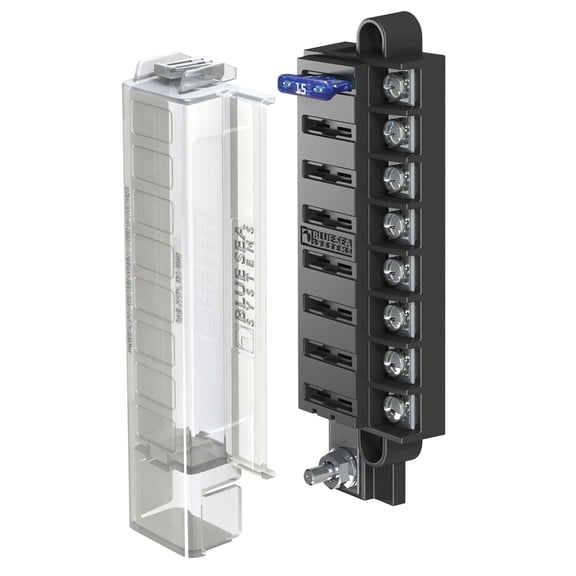 Blue Sea 5046 ST Blade Compact Fuse Blocks - 8 Circuits w/Cover | Bundle of 10