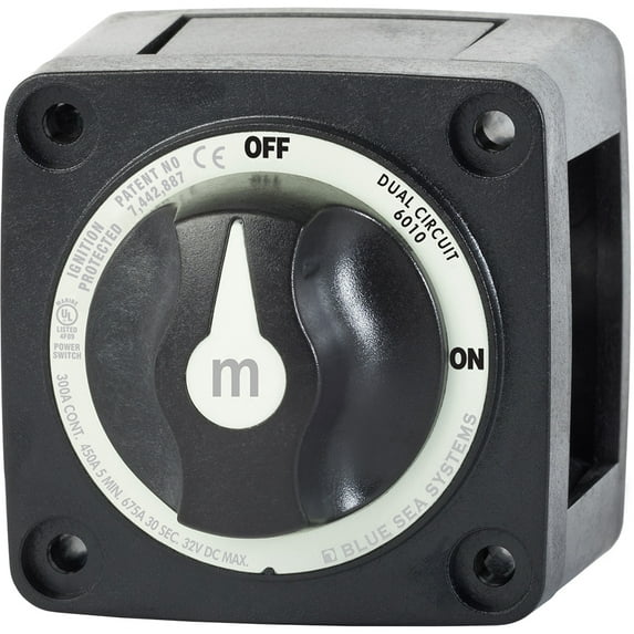 6" Black Blue Sea Systems 3010200 Battery Switch Dual Circuit