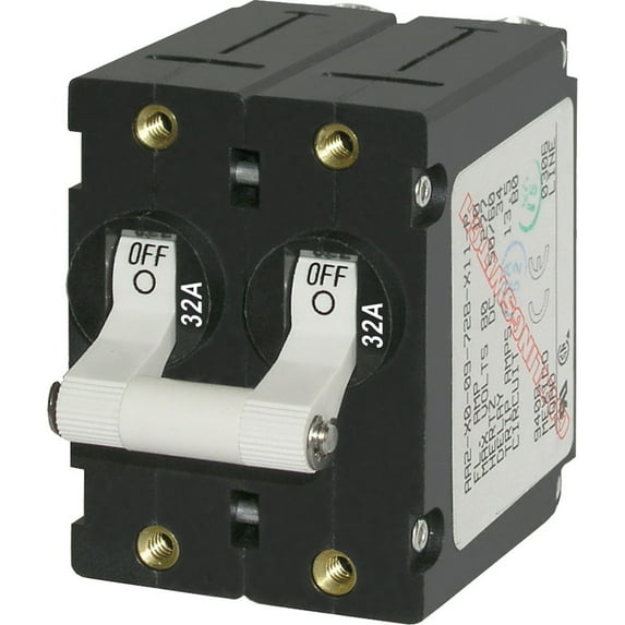 Blue Sea 7295 A-Series Double Pole Toggle - 32A - White | Bundle of 10