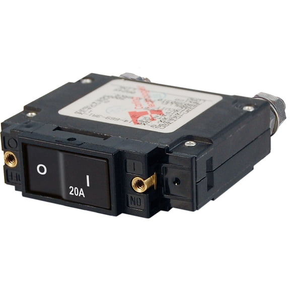 Blue Sea 7543 C-Series Flat Rocker Circuit Breaker - Single Pole - 20A | Bundle of 2