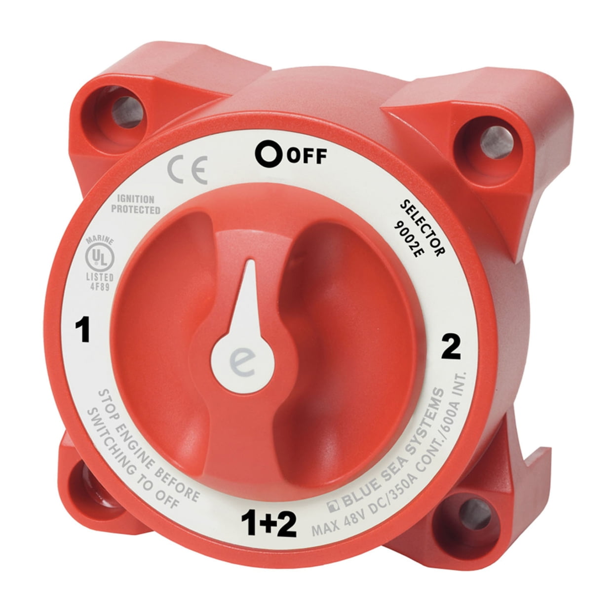 Blue Sea Systems 9002E e-Series Battery Switch, Selector 4 Position with AFD, Red