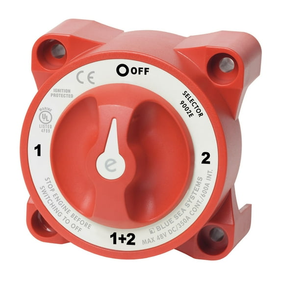 Blue Sea Systems 9002E e-Series Battery Switch, Selector 4 Position with AFD, Red