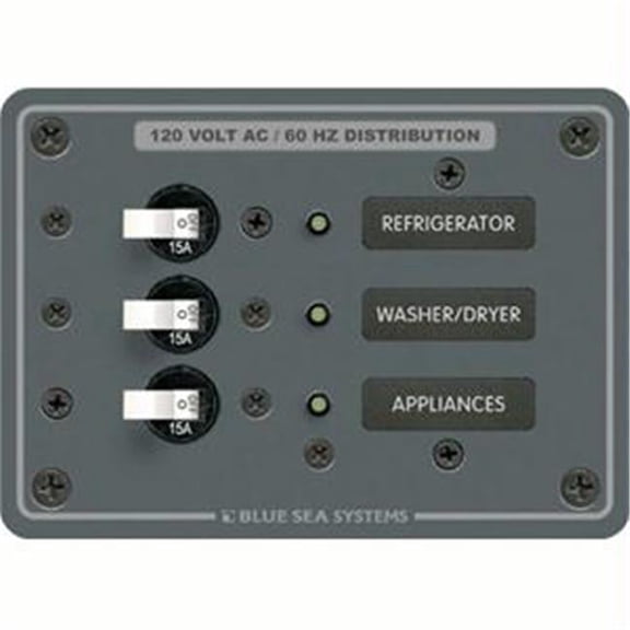 Blue Sea  AC 3 Position Toggle Circuit Breaker Panel - White Switches