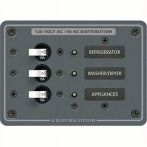 Blue Sea AC 3 Position Toggle Circuit Breaker Panel - White Switches