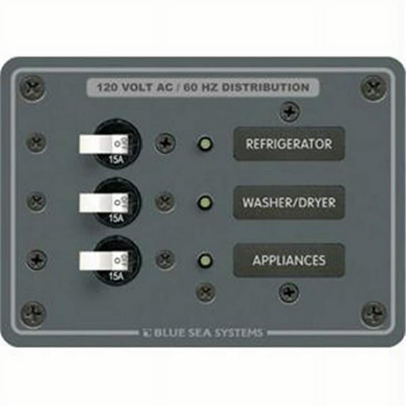 Blue Sea AC 3 Position Toggle Circuit Breaker Panel - White Switches