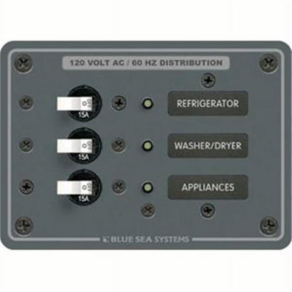 Blue Sea  AC 3 Position Toggle Circuit Breaker Panel - White Switches