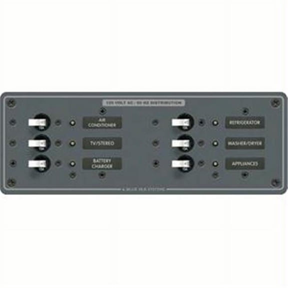 Blue Sea  AC 6 Position Toggle Circuit Breaker Panel - White Switches