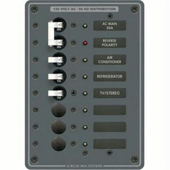 Blue Sea AC Main +6 Position Breaker Panel (White Switches)