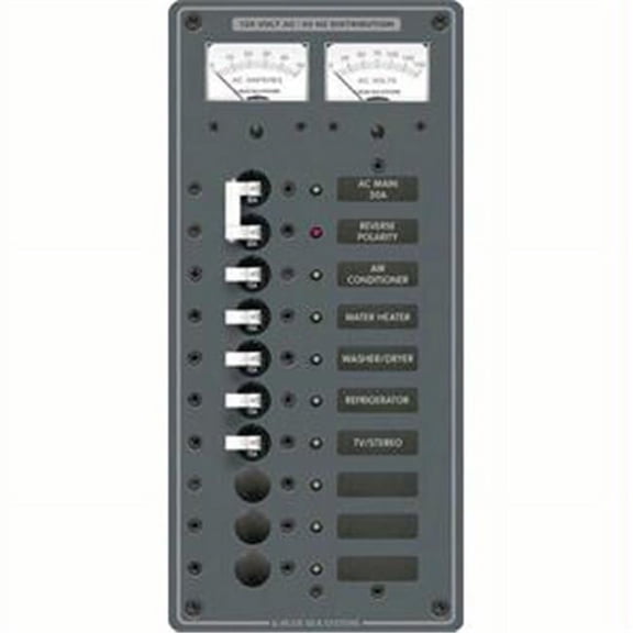 Blue Sea  AC Main +8 Positions Toggle Circuit Breaker Panel (White Switches) - White Switches