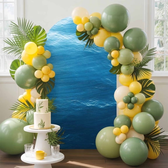 Blue Sea Arch Backdrop Cover, 4FT, Abstract Natural Undersea Gradient Ocean Spandex Arch Covers Double-Sided Backdrop for Wedding Birthday Party Photo Background Decoration