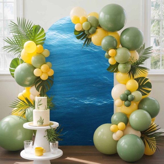 Blue Sea Arch Backdrop Cover, 6FT, Abstract Natural Undersea Gradient Ocean Spandex Arch Covers Double-Sided Backdrop for Wedding Birthday Party Photo Background Decoration