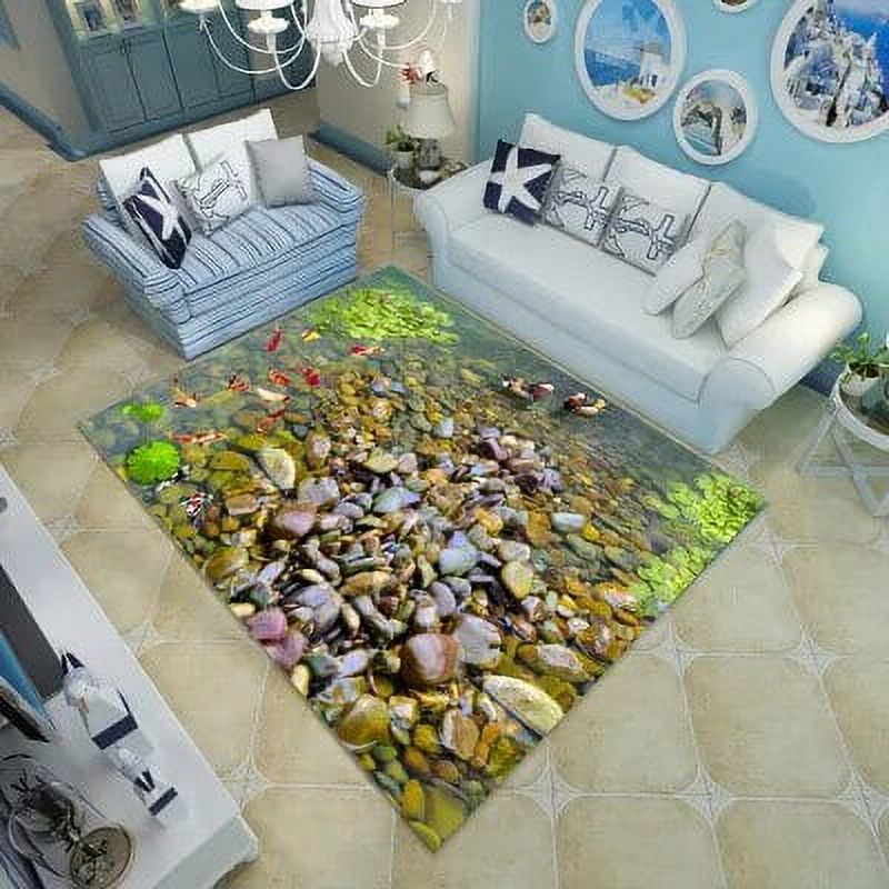 3docean Rugs Blue Sea Beach Mediterranean Style 3D Carpet for Living Room Coffee ...