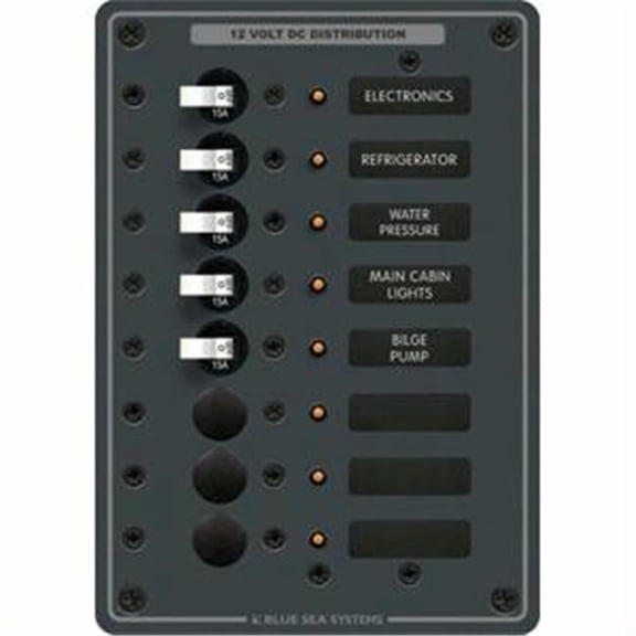 Blue Sea DC 8 Position Circuit Breaker - White Switches