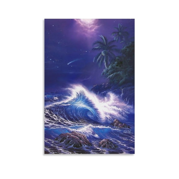 Blue Sea Lassen Colorful Sea Blue Waves Poster Wall Art Picture Painting Poster Canvas Print Posters Artworks Decor 12x18inch(30x45cm)