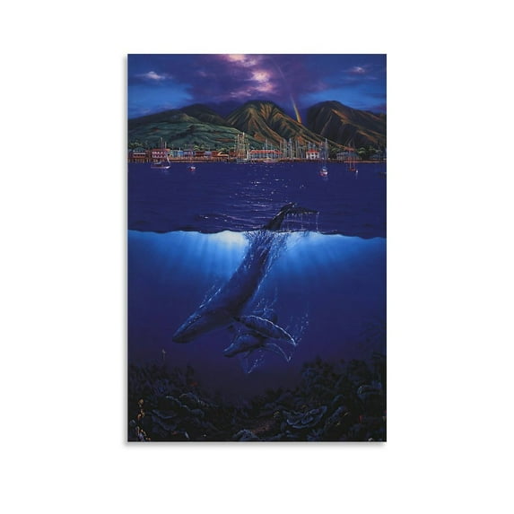Blue Sea Lassen Colorful Sea Seascape Whale Poster Posters Art Print Wall Photo Paint Poster Picture Family Decor 12x18inch(30x45cm)