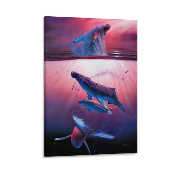 Blue Sea Lassen Colorful Sea Sunset Whale 1 Poster Decor Poster Wall Art Picture Print Decorative Painting Posters Aesthetic 24x36inch(60x90cm)