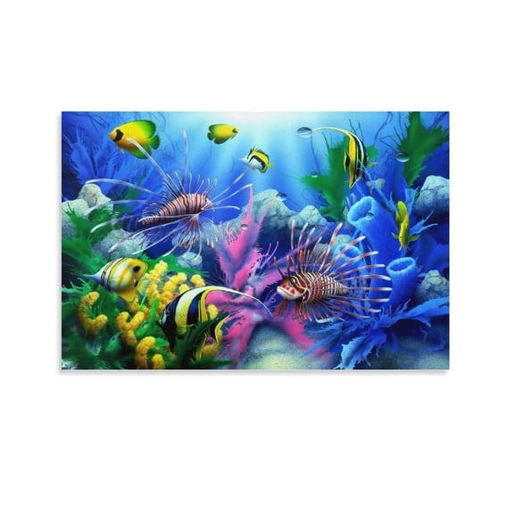 Blue Sea Lassen Ocean View Dolphin Coral Reef (13) Canvas Wall Art Prints Posters Photo Picture Painting Posters Decor Decorative 12x18inch(30x45cm)