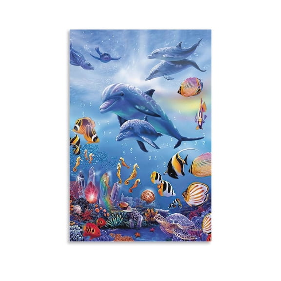 Blue Sea Lassen Ocean View Dolphin Coral Reef Poster (10) Posters Art Print Wall Photo Paint Poster Picture Family Decor 16x24inch(40x60cm)
