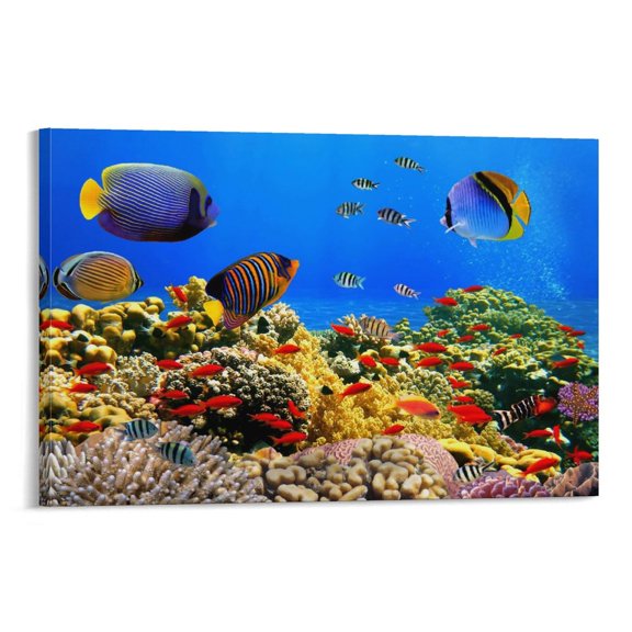 Blue Sea Lassen Ocean View Dolphin Coral Reef Poster (12) Canvas Poster Wall Art Picture Prints Photo Decor Posters Artworks 24x36inch(60x90cm)