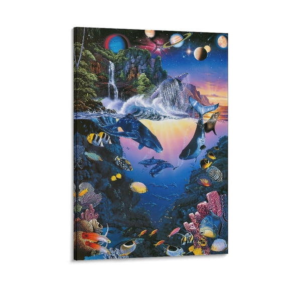 Blue Sea Lassen Ocean View Dolphin Coral Reef Poster (17) Posters Art Print Wall Photo Paint Poster Picture Family Decor 20x30inch(50x75cm)