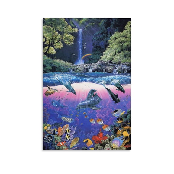 Blue Sea Lassen Ocean View Dolphin Coral Reef Poster (18) Decor Poster Wall Art Picture Print Decorative Painting Posters Aesthetic 12x18inch(30x45cm)