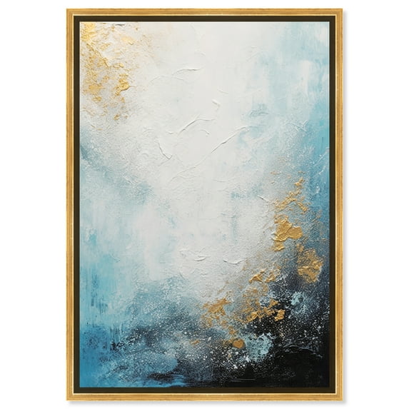 Blue Sea Of Punta Cana Blue Abstract Canvas Wall Art by Art Remedy, Gold Floater Frame, 36"x54"