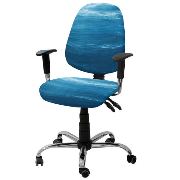 Blue Sea Office Chair Covers Stretchable Abstract Natural Undersea Gradient Ocean Split Computer Desk Chair Cover Universal Spandex Chair Seat Covers Rotating Boss Arm Chair Slipcovers