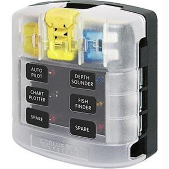Blue Sea  ST Blade Fuse Block w/ Cover - 6 Circuit without Negative Bus