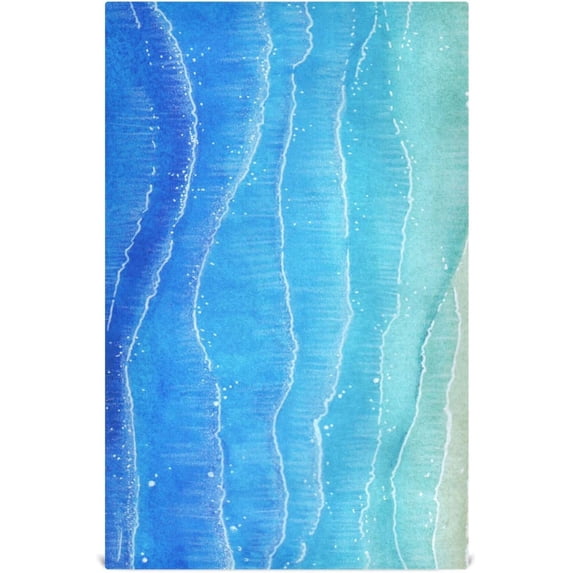 Blue Sea and Sand Beach Kitchen Towel, Dish Towels Quick Drying Tea Towels Absorbent Hand Towels for Kitchen Sink Dinner Table 28 x 18 Inches, Set of 1