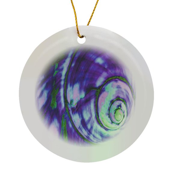 3drose, Blue Sea Shell Dreams, Circle Porcelain Ornament