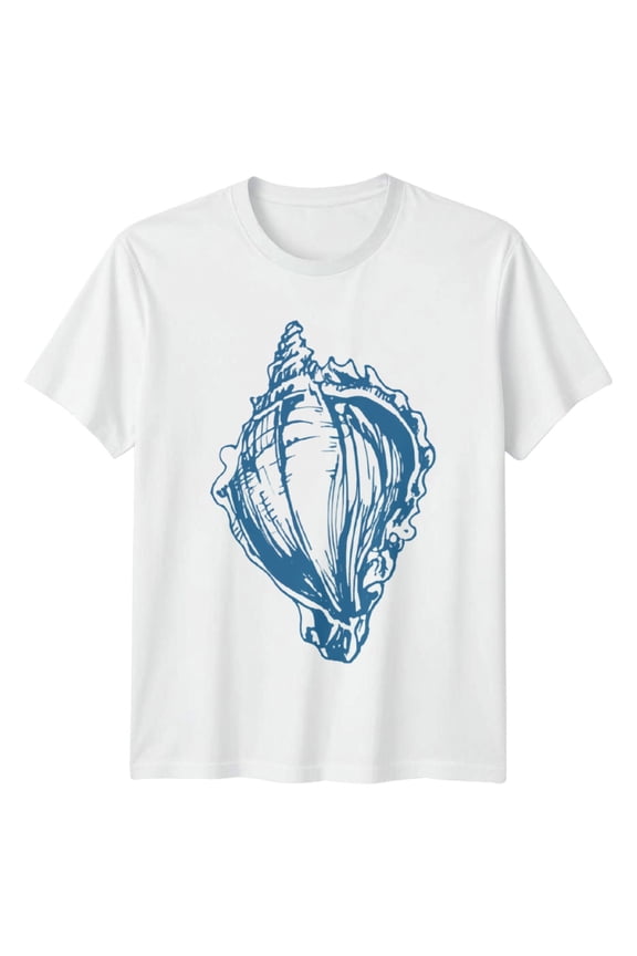 Blue Sea Shell Graphic Mens T-Shirt Womens Tee Ocean Unisex Top All Size S-5XL