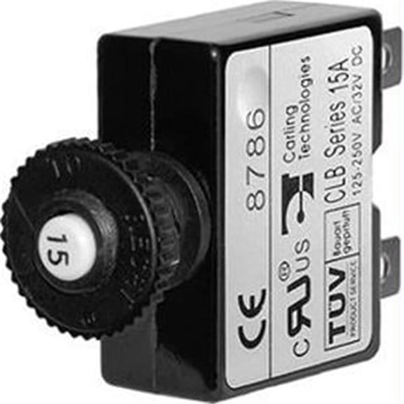 Blue Sea System  15A Push Button Thermal with Quick Connect Terminals