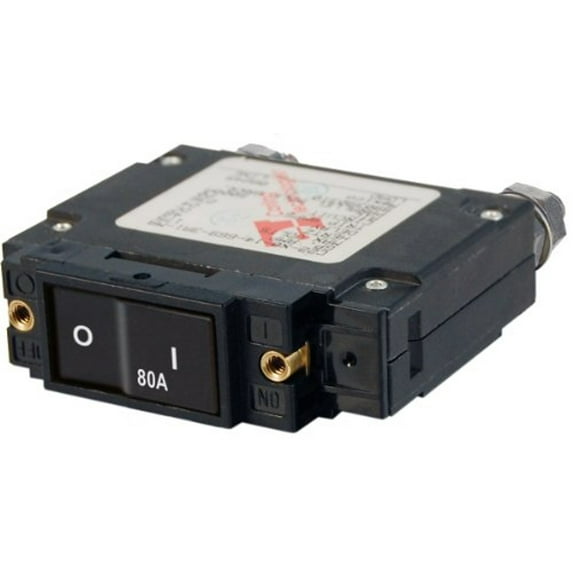 Blue Sea System 18566750 Blue Sea 7548 C-series Flat Rocker Circuit Breaker - Single Pole - 80a