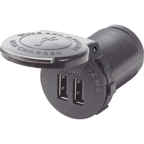 Blue Sea Systems 1046-BSS 48V Dual USB Socket Mount Charger W/ Intelligent Device Recognition