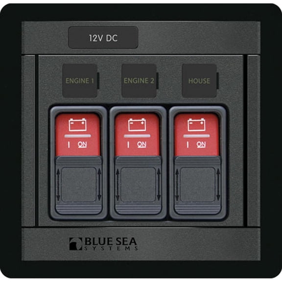 8" Black and Red Blue Sea 1148 Remote Control Main Panel with Contura Switch