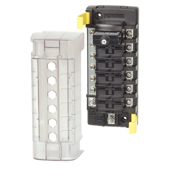 Blue Sea Systems 5052 ST CLB 6-Position Circuit Breaker Block with Negative Bus