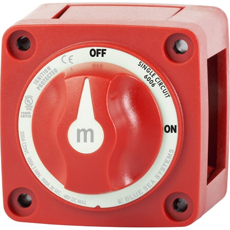 Blue Sea Systems 6006 m-Series Battery Switch ON/OFF with Knob, Red