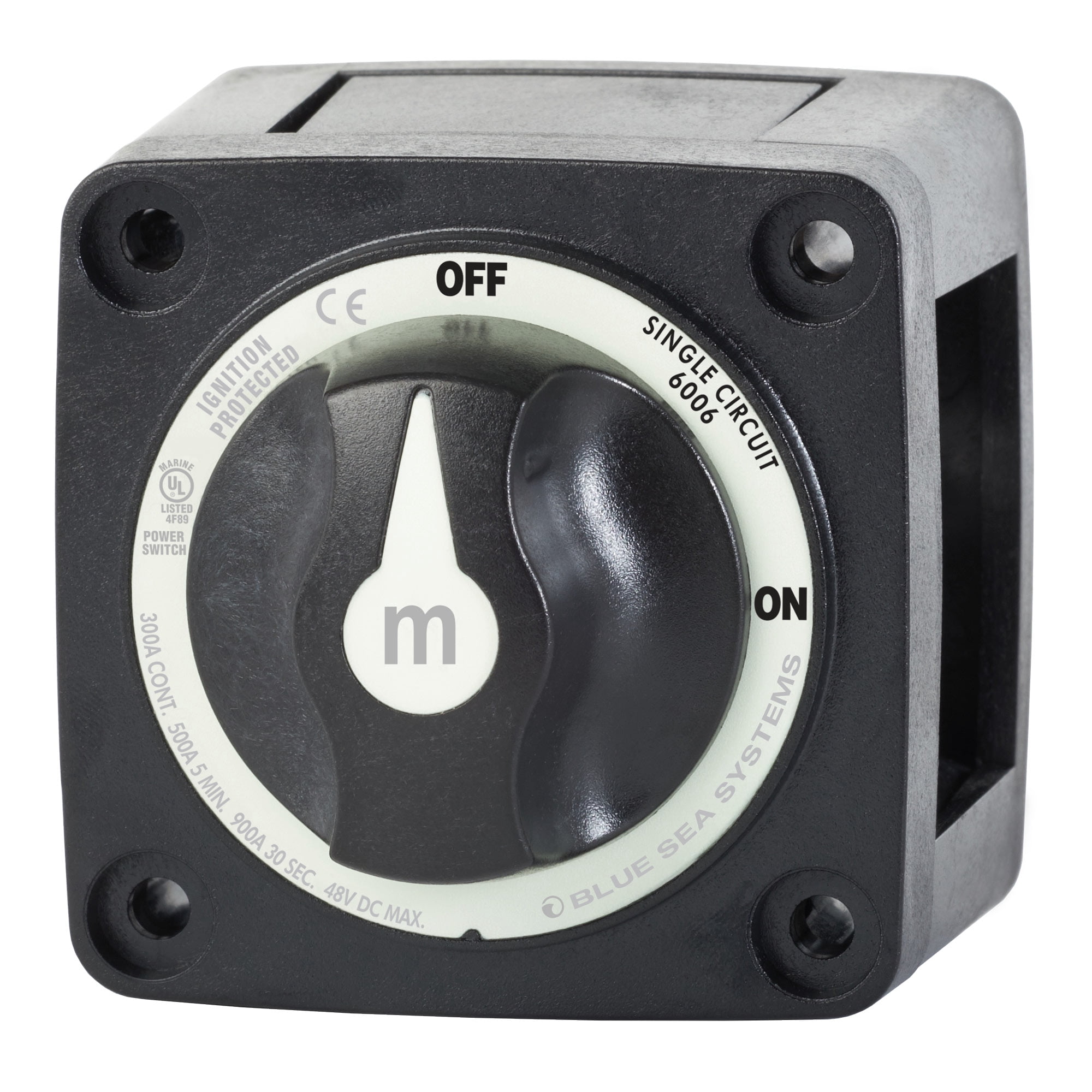 Blue Sea Systems 6006200 m-Series Battery Switch ON/OFF with Knob, Black