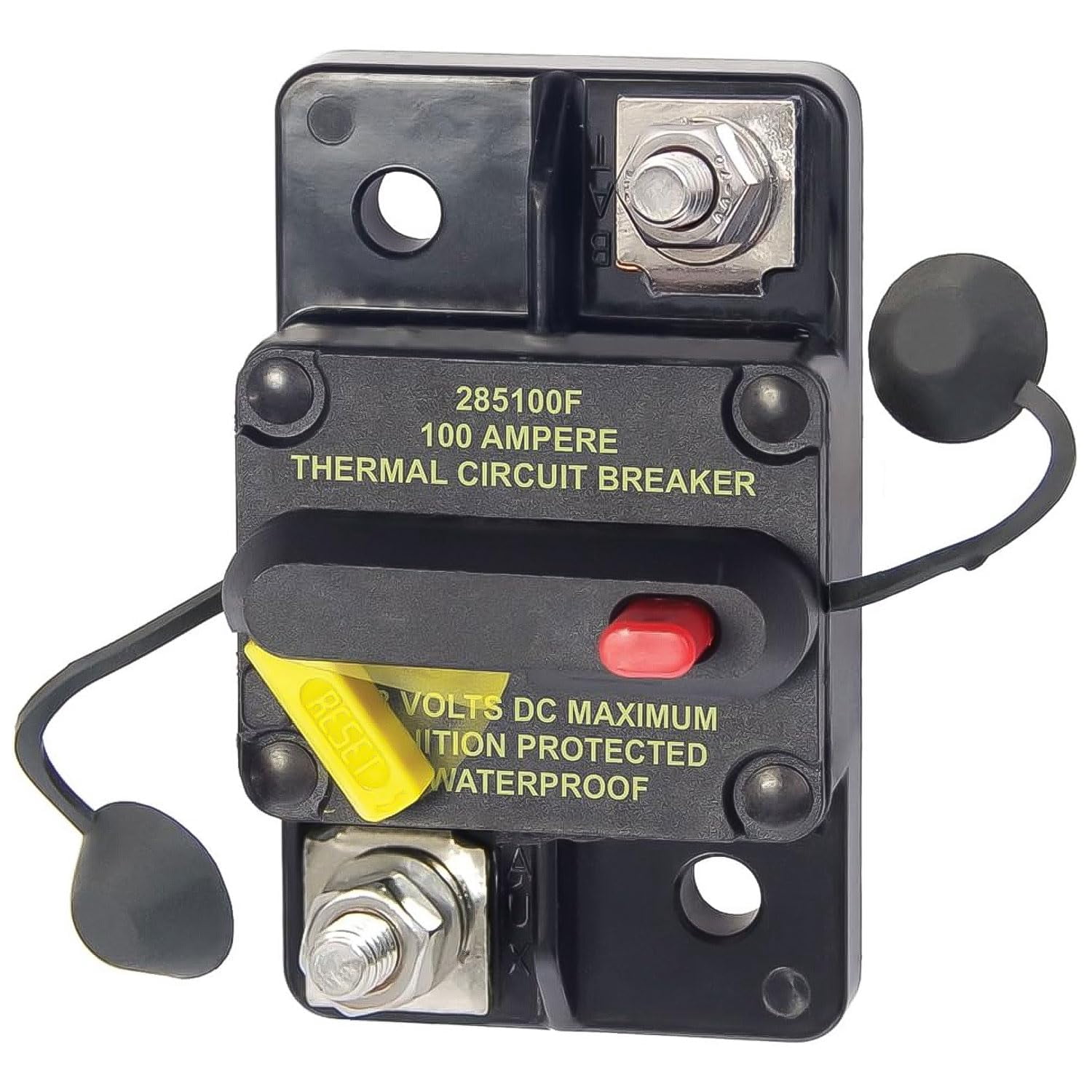 Blue Sea Systems 7187 285-Series Circuit Breaker, Surface Mount, 100A 100a Dc Breaker 285 Series, Surface Mount