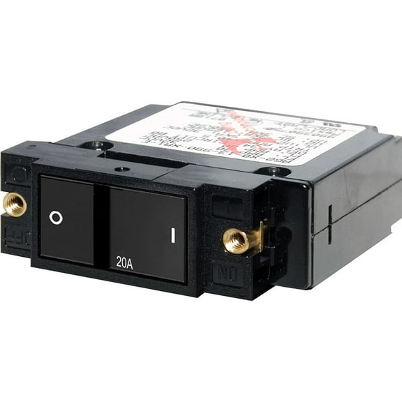 Blue Sea Systems 7404 Blue Sea 7404 Single Pole Small Case 2" Flat Rocker Circuit Breaker - 20 Amp / Each