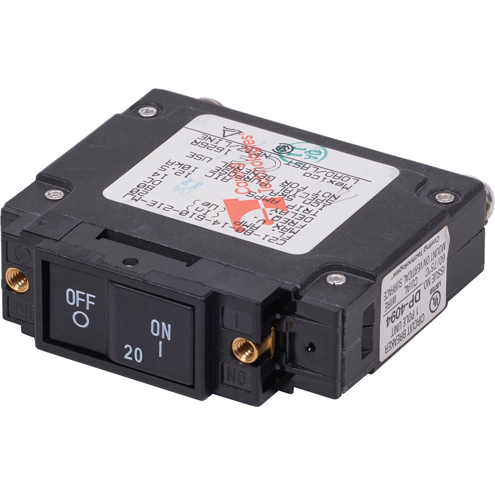 Blue Sea Systems 7443 C-Series Flat Rocker 20 Amp DC Circuit Breaker - UL489 Rated For Marine Use