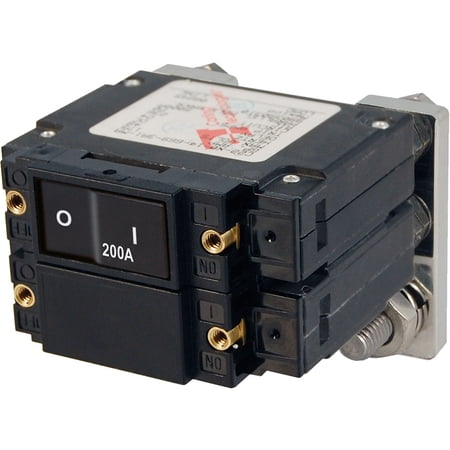 4" Black Functional Blue Sea 7476 C - Series Flat Circuit Breaker, Single and Double Pole - 200 AMP